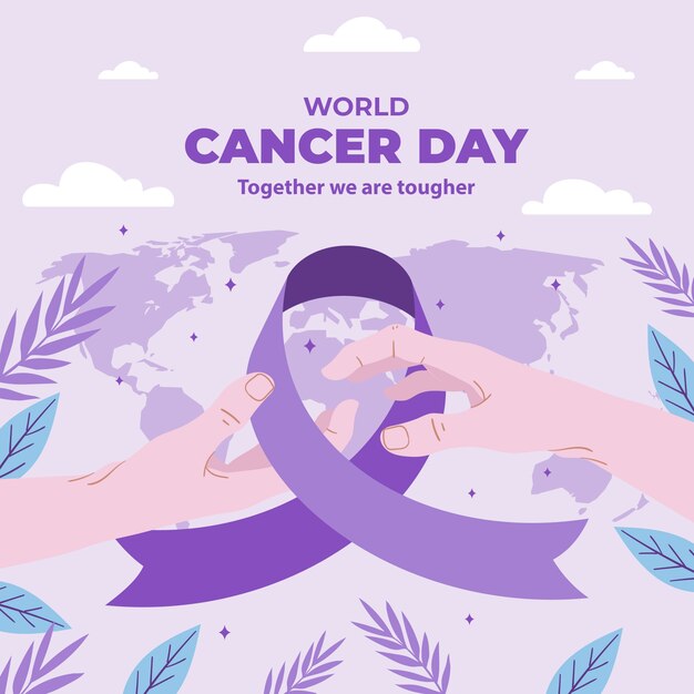 Плоская иллюстрация для осведомленности о Всемирном дне рака