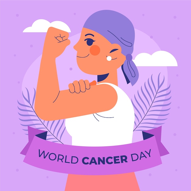 Flat illustration for world cancer day awareness