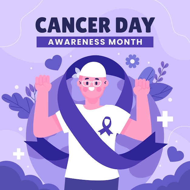 Flat illustration for world cancer day awareness