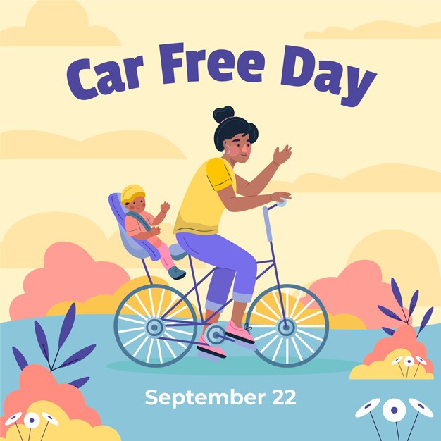 Flat illustration for world car free day awareness