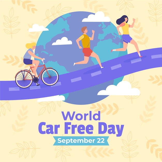 Flat illustration for world car free day awareness