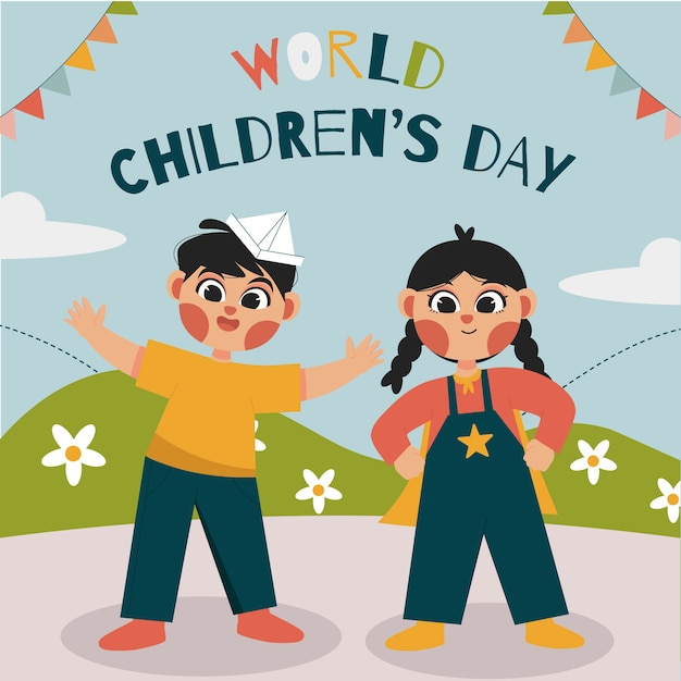 Flat illustration for world children's day celebration