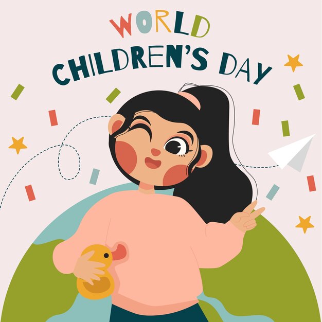 flat illustration for world children's day celebration
