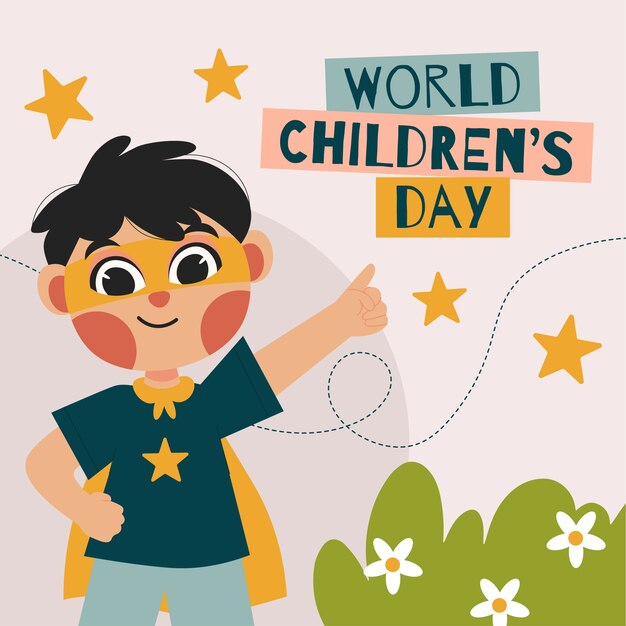 flat illustration for world children's day celebration