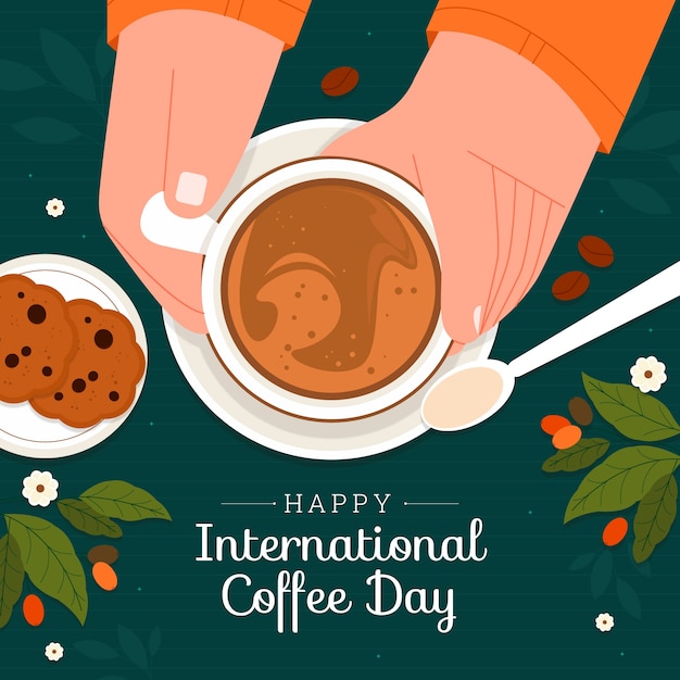 Flat illustration for world coffee day celebration