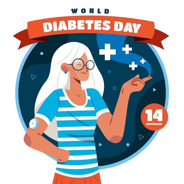 Плоская иллюстрация к Всемирному дню борьбы с диабетом