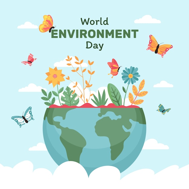 Illustrazione piatta per la celebrazione della giornata mondiale dell'ambiente