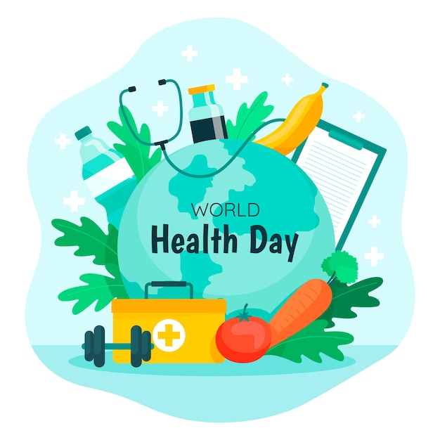 Плоская иллюстрация к празднованию всемирного дня здоровья