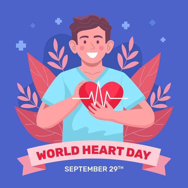 Flat illustration for world heart day awareness