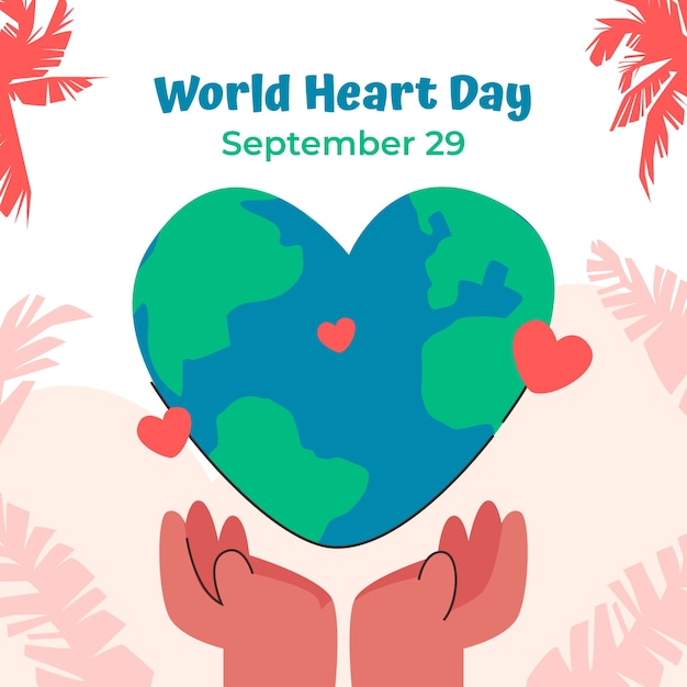 Flat illustration for world heart day awareness