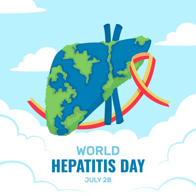 Плоская иллюстрация ко всемирному дню борьбы с гепатитом
