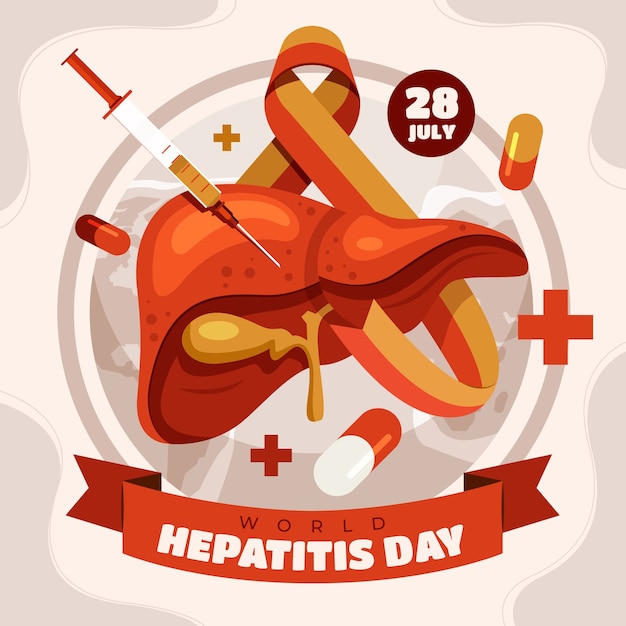 Free vector flat illustration for world hepatitis day awareness