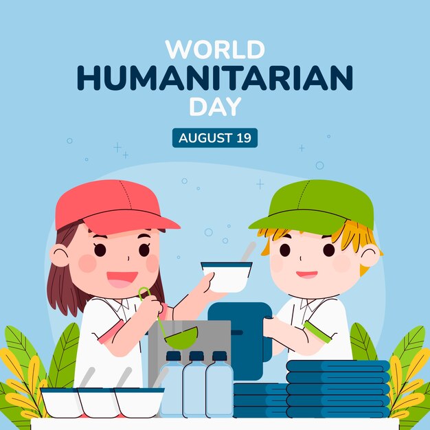 Flat illustration for world humanitarian day celebration