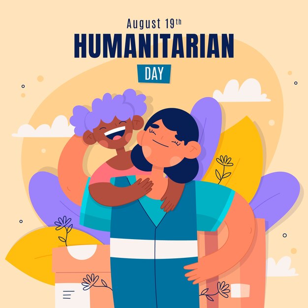 Плоская иллюстрация ко всемирному гуманитарному дню