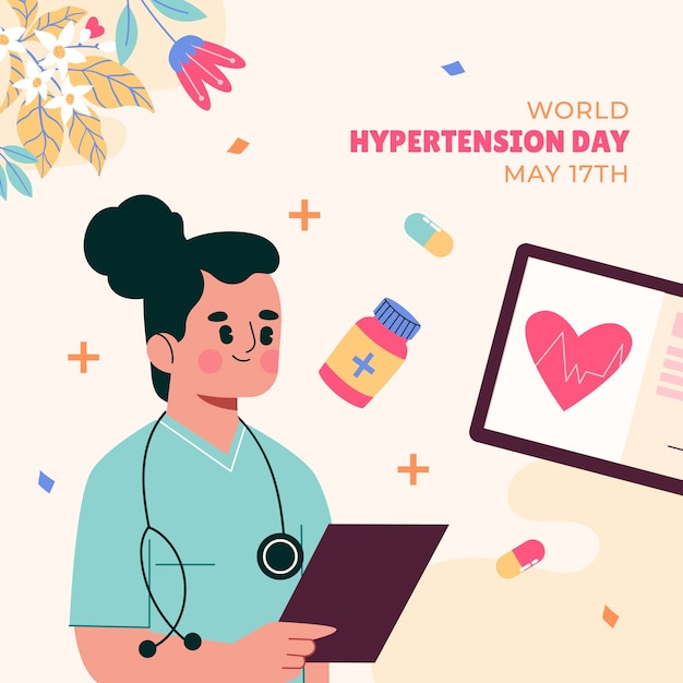 Flat illustration for world hypertension day awareness