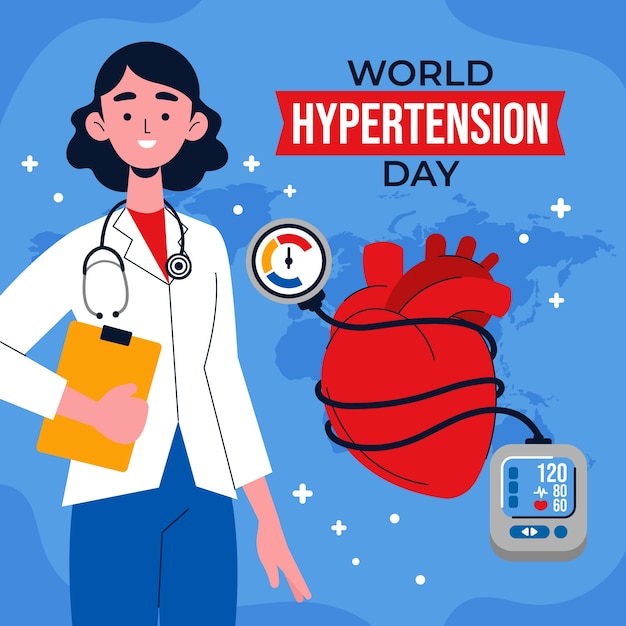 Free vector flat illustration for world hypertension day awareness