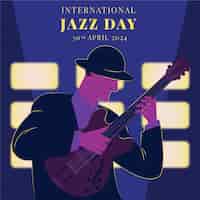 Vettore gratuito illustrazione piatta per la celebrazione della musica del giorno mondiale del jazz