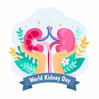 Free vector flat illustration for world kidney day awareness