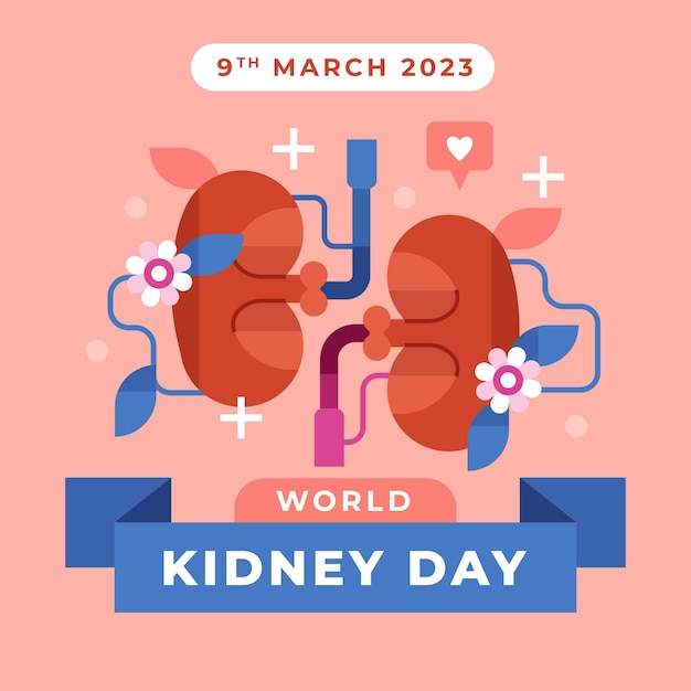 Free vector flat illustration for world kidney day