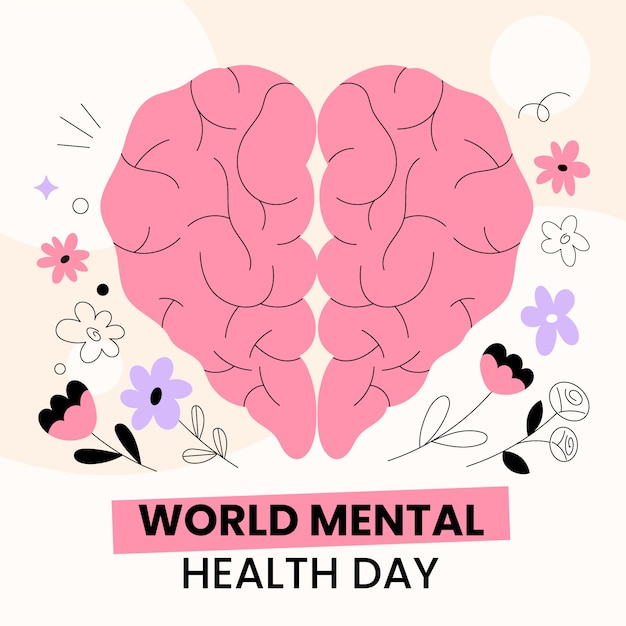 flat illustration for world mental health day awareness
