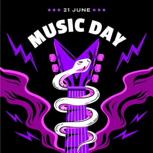 Free vector flat illustration for world music day celebration