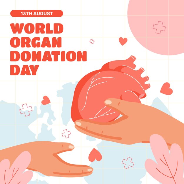 세계 장기 기증의 날을 위한 평면 그림