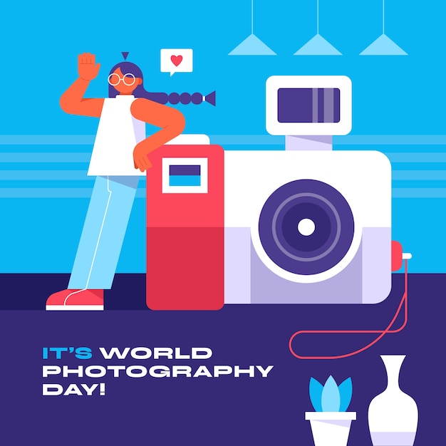 Flat illustration for world photography day celebration