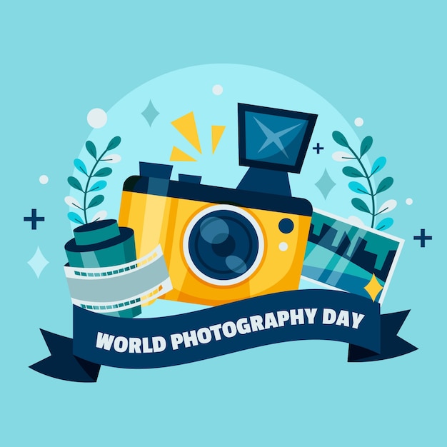 Flat illustration for world photography day celebration