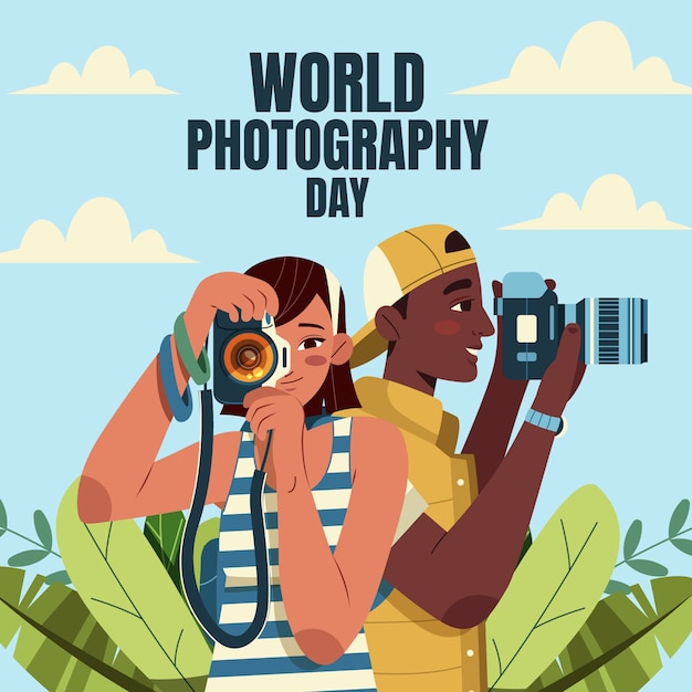 Flat illustration for world photography day celebration