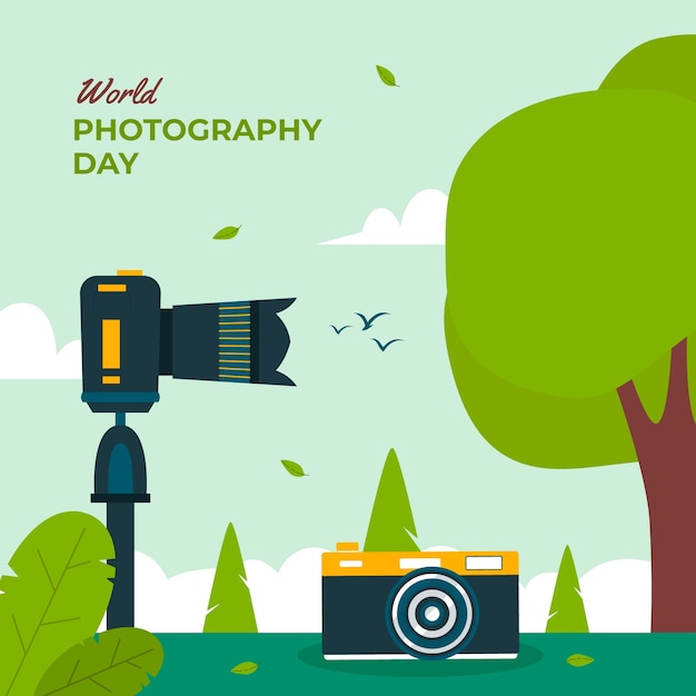 Free vector flat illustration for world photography day celebration