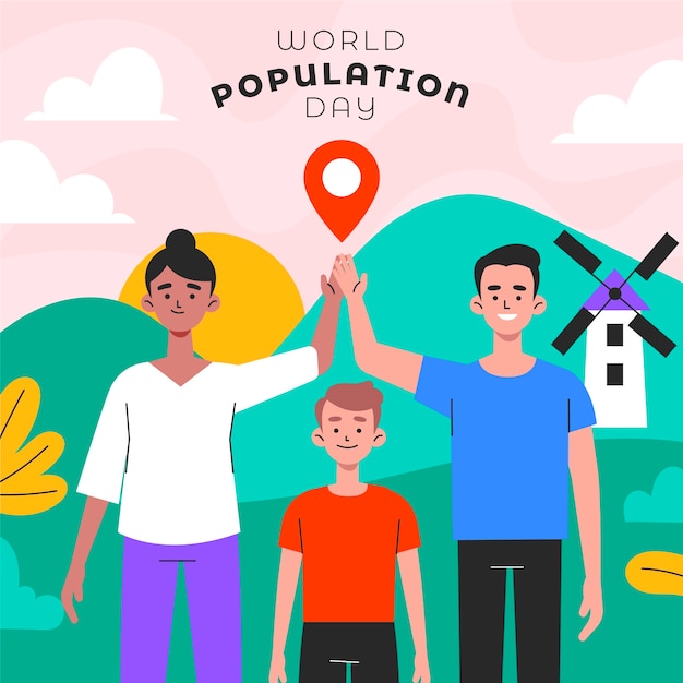 Free vector flat illustration for world population day awareness