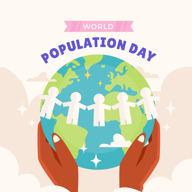 Flat illustration for world population day awareness