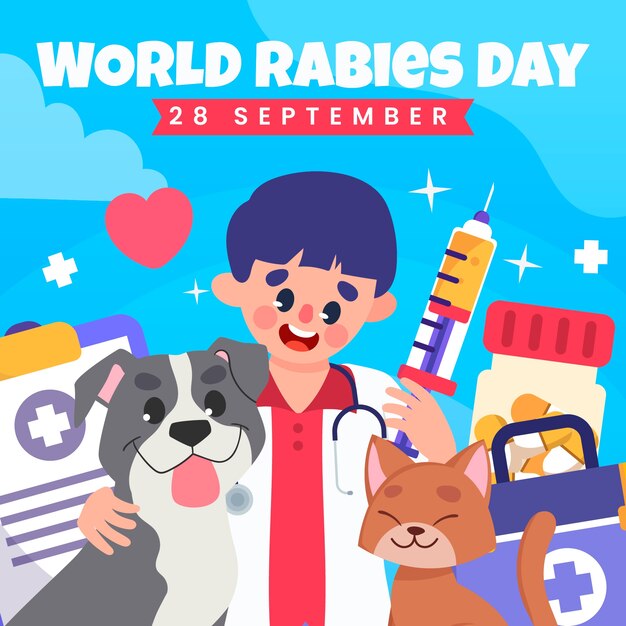 Flat illustration for world rabies day