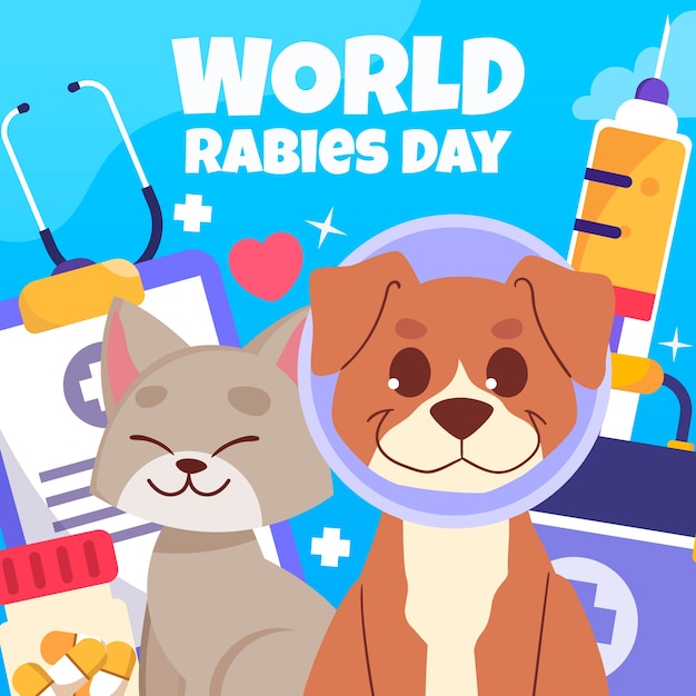 Flat illustration for world rabies day