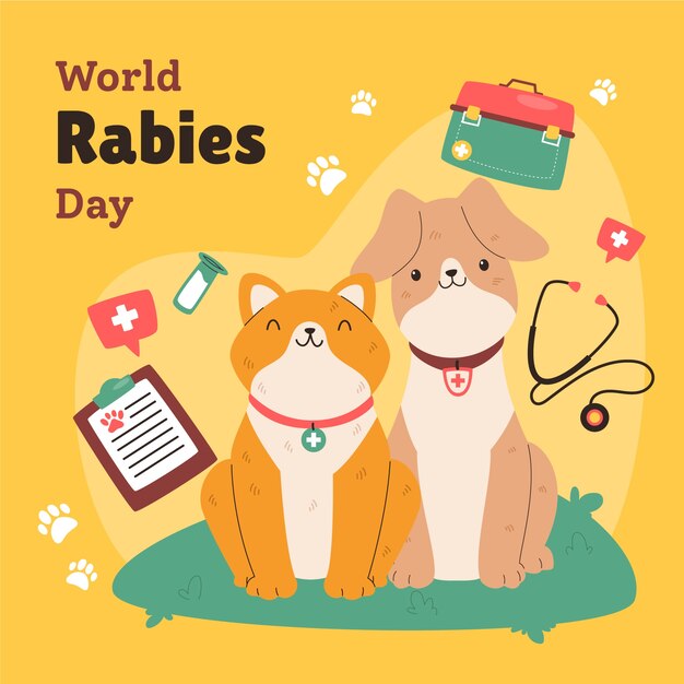 Flat illustration for world rabies day