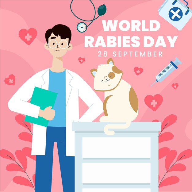 Flat illustration for world rabies day