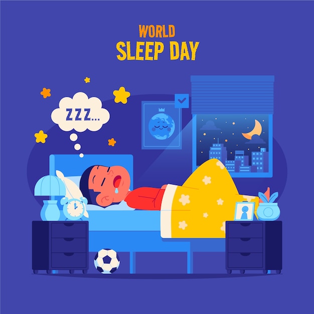 Flat illustration for world sleep day