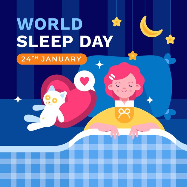 Flat illustration for world sleep day