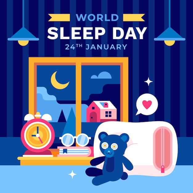 Free vector flat illustration for world sleep day