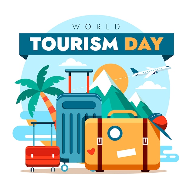 Free vector flat illustration for world tourism day celebration