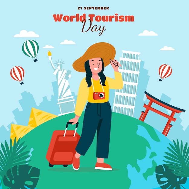 Free vector flat illustration for world tourism day