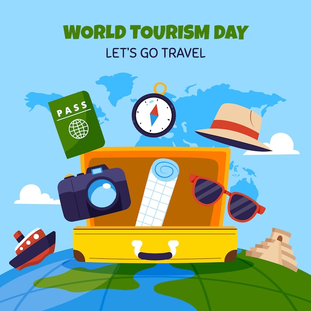 Free vector flat illustration for world tourism day