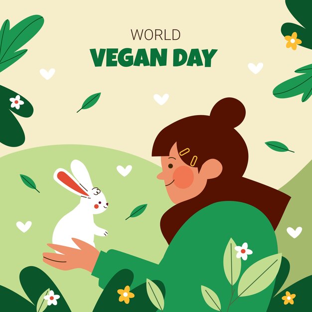 Flat illustration for world vegan day celebration