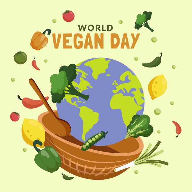 flat illustration for world vegan day celebration