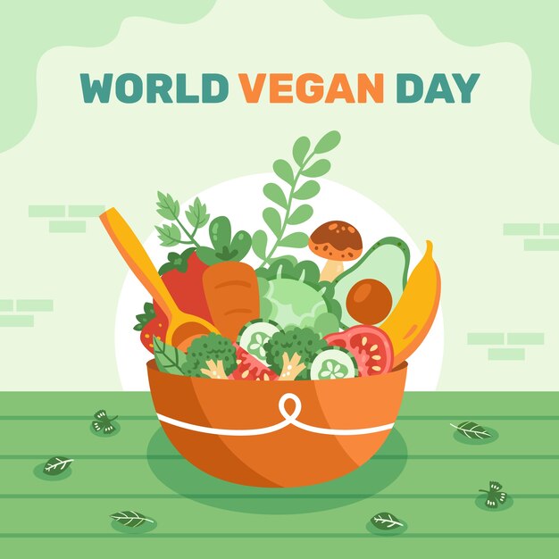 Flat illustration for world vegan day celebration