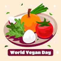 Free vector flat illustration for world vegan day celebration