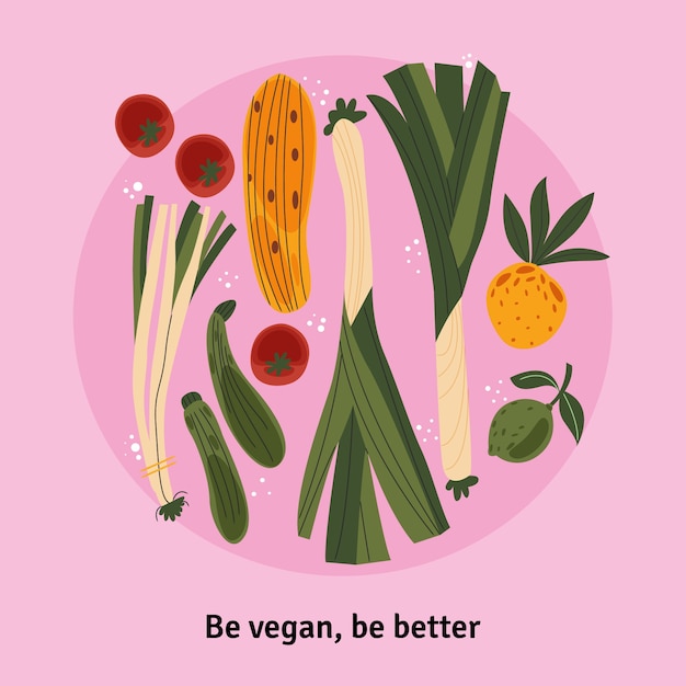 Illustrazione piatta per la celebrazione della giornata mondiale vegana