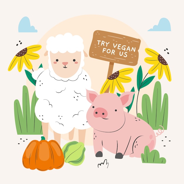 Flat illustration for world vegan day celebration
