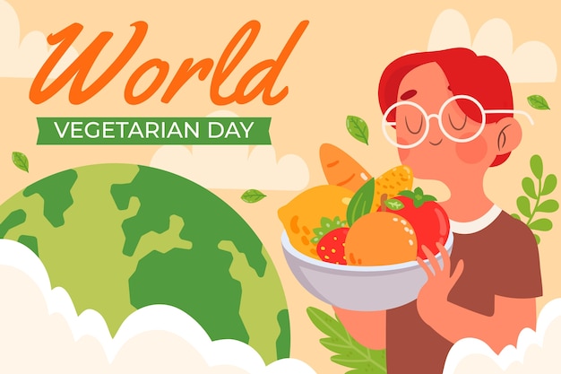 Flat illustration for world vegetarian day