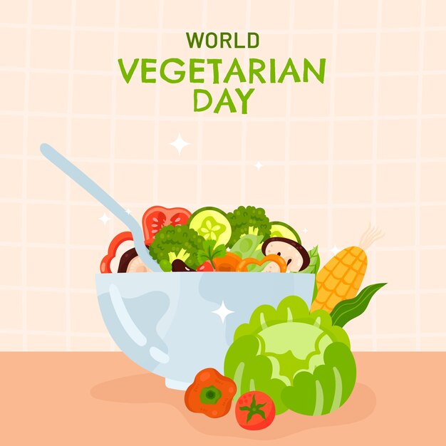 Flat illustration for world vegetarian day